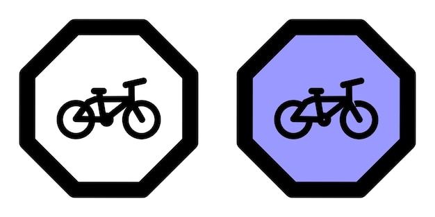 octagon bicycle bike icon road sign vector flat design isolated on white Background