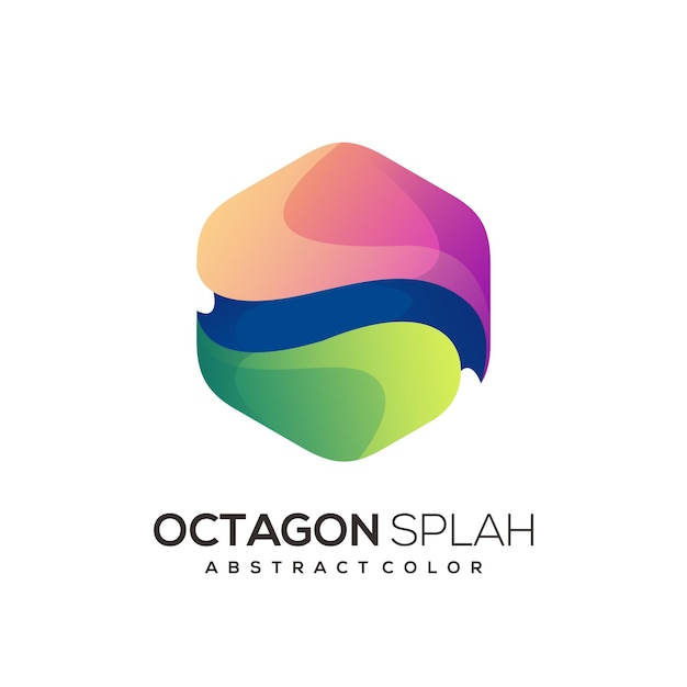 Octagon logo gradient abstract colorful illustration