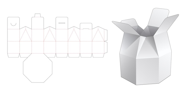 Octagonal bag box die cut template