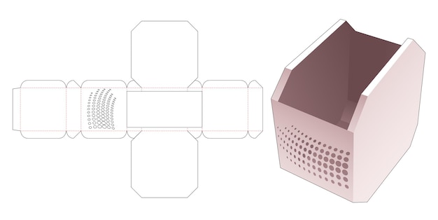 Octagonal bowl with stenciled halftone dots die cut template