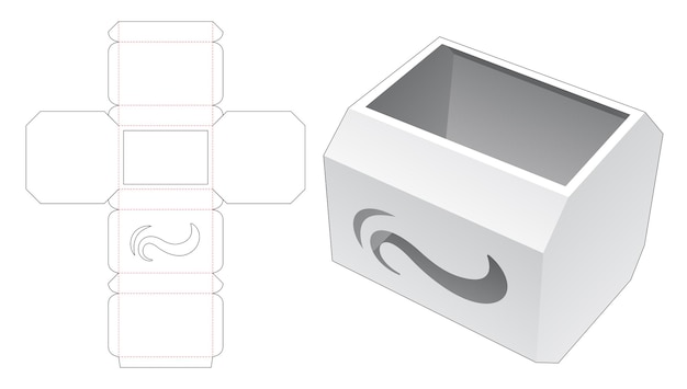 Octagonal box with stenciled wave icon die cut template