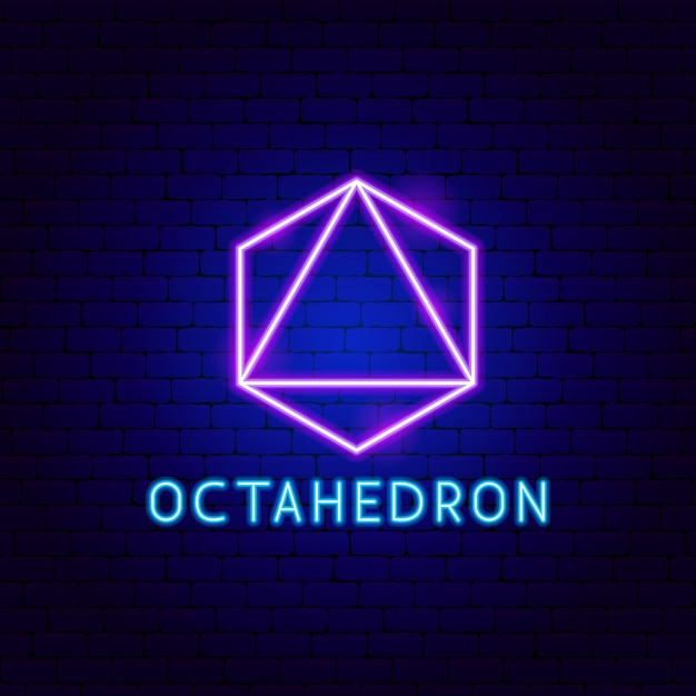 Vector octahedron neon label