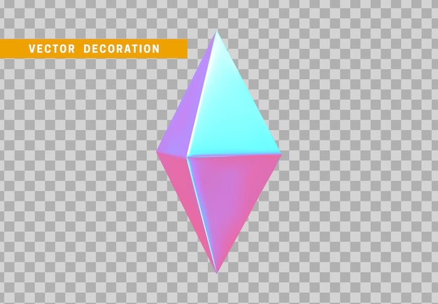 Октаэдр объемный многогранник, изолированный с красочным градиентом цвета хамелеона голограммы. Абстрактные 3d объекты геометрической формы. векторная иллюстрация