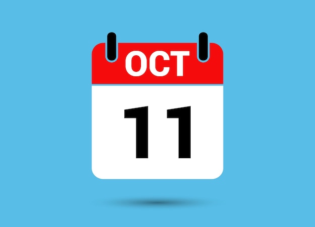 October 11 calendar date flat icon day 11 vector illustration