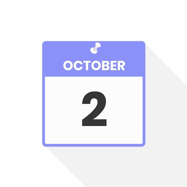 Vector october 2 calendar icon date month calendar icon vector illustration