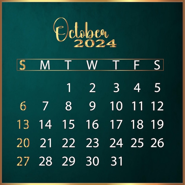 October 2024 calendar New year calendar 2024