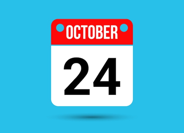 October 24 Calendar Date Flat Icon Day 24 Vector Illustration