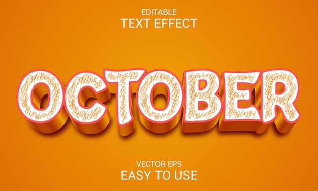 Октябрь 3D Шаблон стиля текстового эффекта