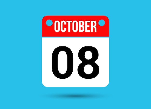 October 8 calendar date flat icon day 8 vector illustration