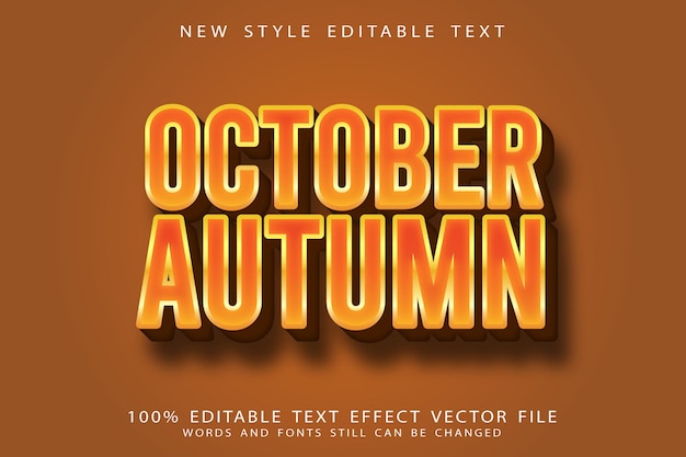 Vector october autumn editable text effect emboss modern style