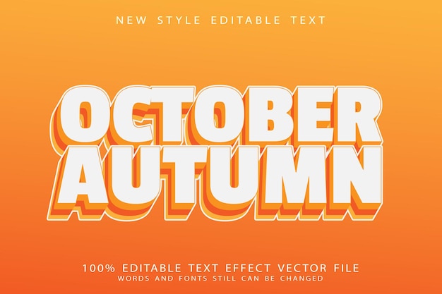 10월 가을 텍스트 효과 양각 현대적인 스타일