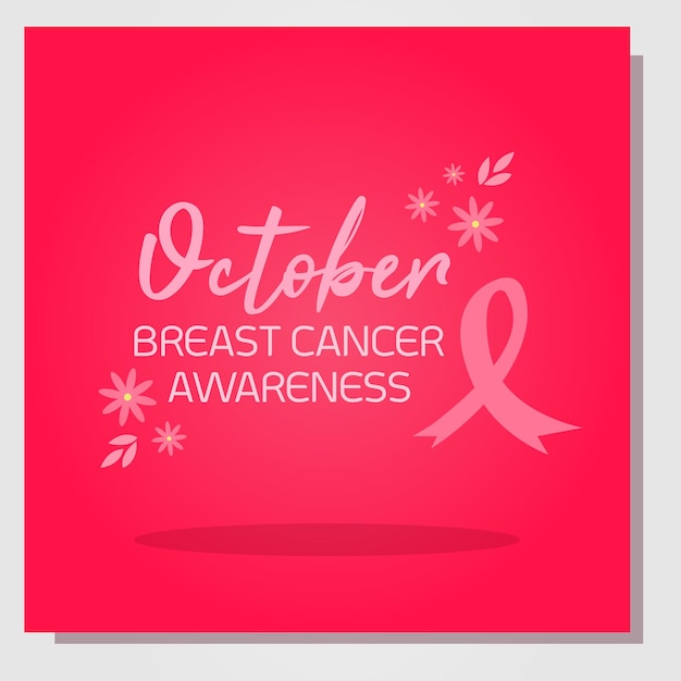 october breast cancer pink ribbon with decorative flowers en