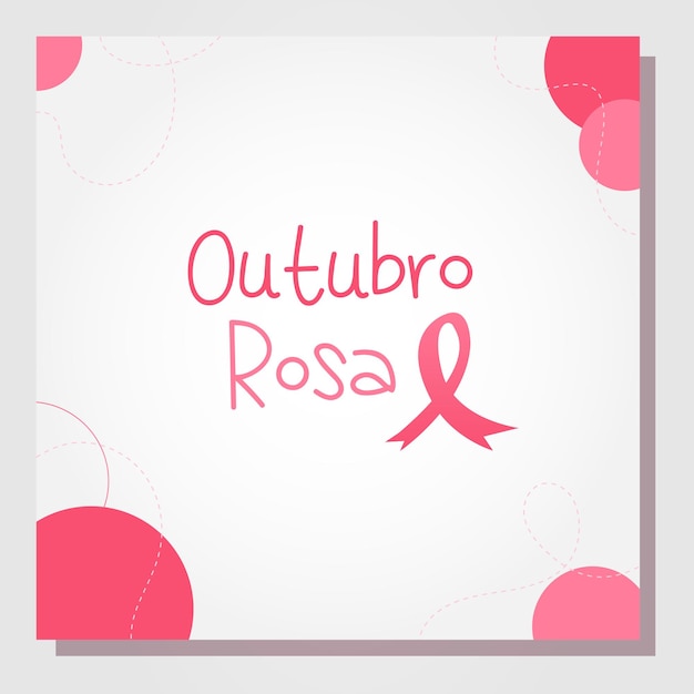 Vector october breast cancer pink ribbon with decorative lines circles pt