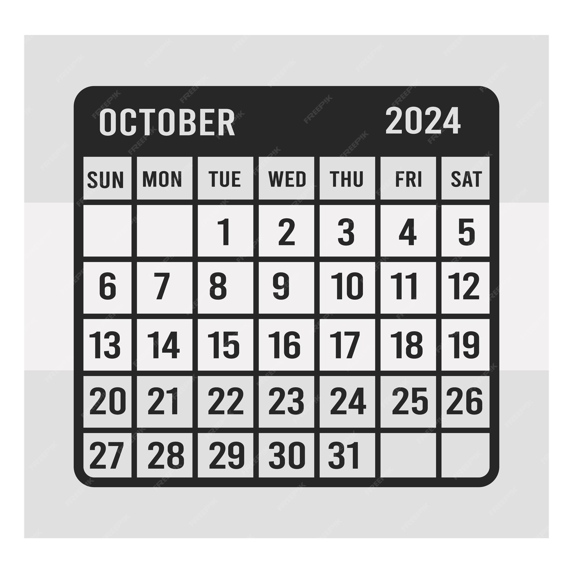 Premium Vector October calendar 2024 calendar svg monthly calendar