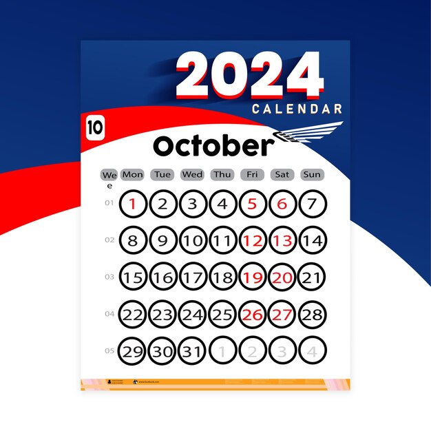 Premium Vector October calendar 2024