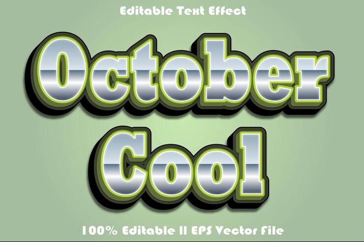 Vector 10월 멋진 편집 가능한 텍스트 효과