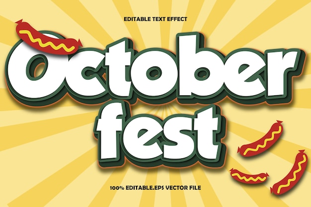 October Fest Editable Text Effect 3D Emboss Gradient Style