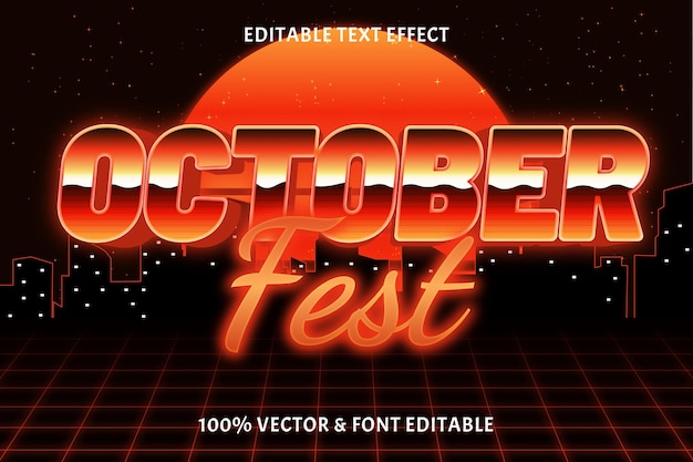 October fest editable text effect retro style