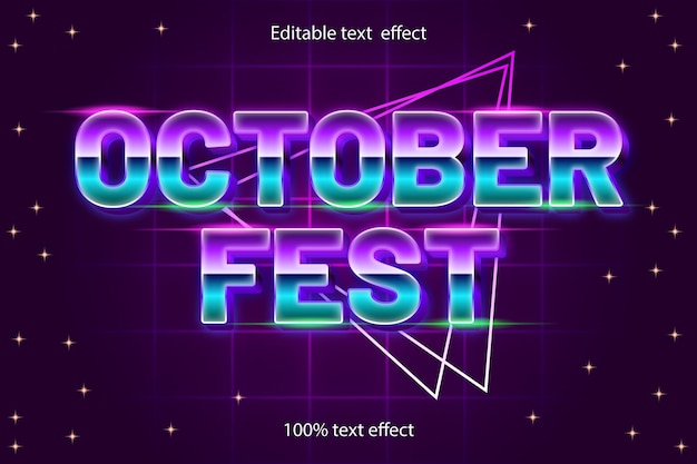 Октябрь fest редактируемый текстовый эффект в стиле ретро