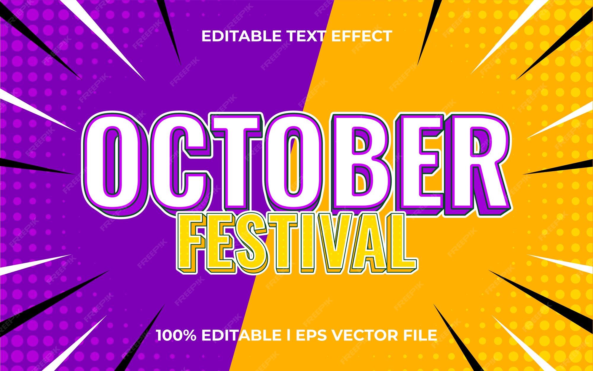 Premium Vector October festival 3d text effect with modern theme