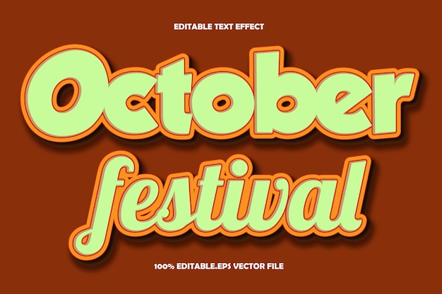 October Festival Editable Text Effect 3D Emboss Gradient Style