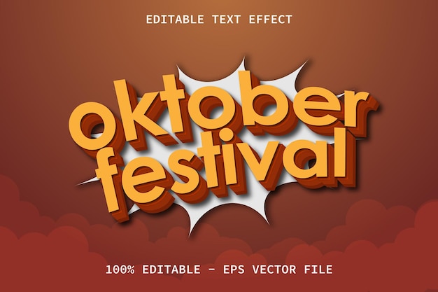 Октябрьский фестиваль с редактируемым текстовым эффектом в современном стиле комиксов