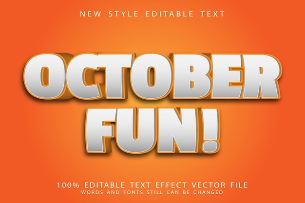 october fun editable text effect emboss modern style