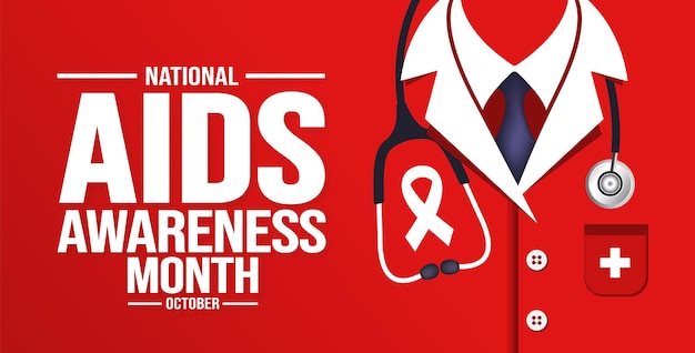 October is AIDS Awareness Month background template Holiday concept background banner placard