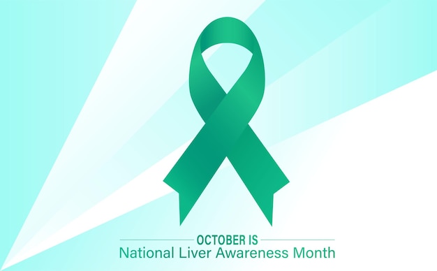 October is Liver Cancer Awareness Month - concept with jade or emerald green color ribbon