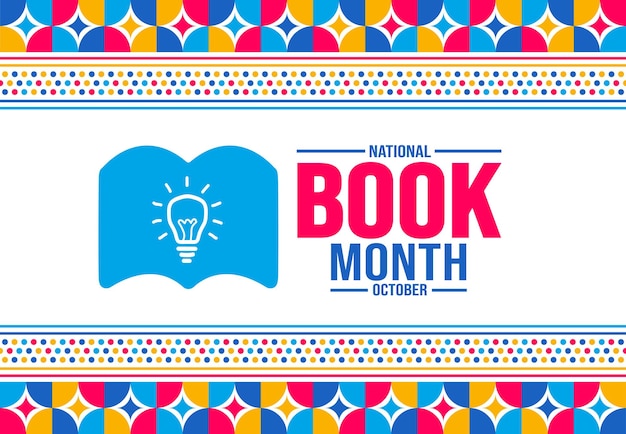 October is National Book Month background template use to background banner placard card