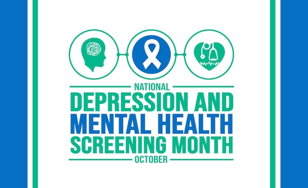 October is National Depression and Mental Health Screening Month background template