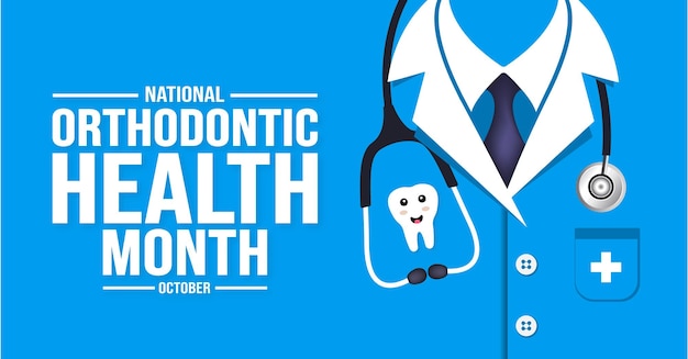 Vector october is national orthodontic health month background template holiday concept background