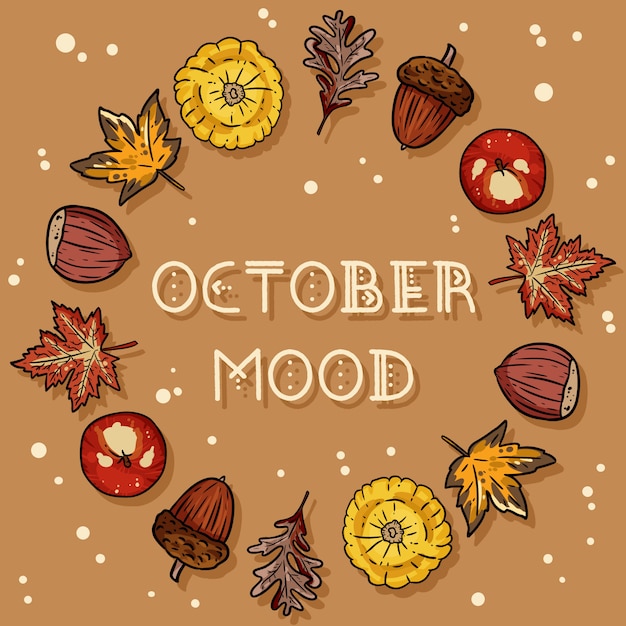 October mood decorative wreath cute cozy card