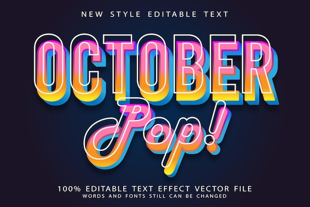 October pop editable text effect emboss modern style