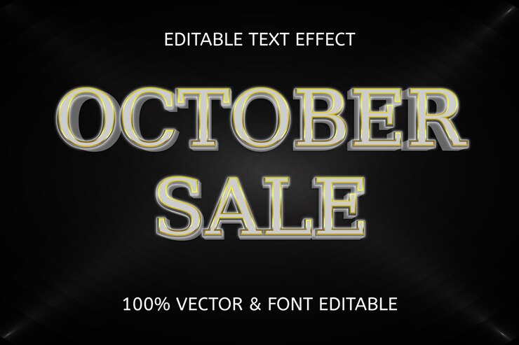 Vector october sale style luxury editable text effect