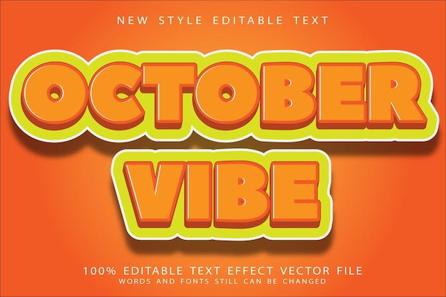 Редактируемый текстовый эффект october vibe в современном стиле