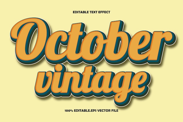 October Vintage Editable Text Effect 3D Emboss Gradient Style