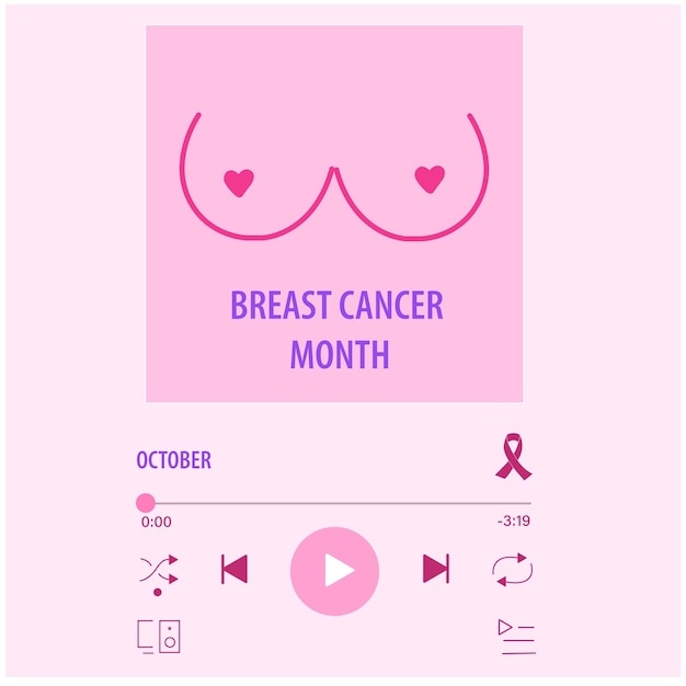 Мелодия 39 октября в поддержку месяца осведомленности о раке молочной железы с вектором музыкальной иллюстрации