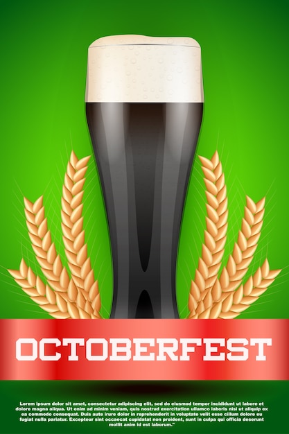 Octoberfest celebrazione birra. bicchiere con birra e malto di grano.