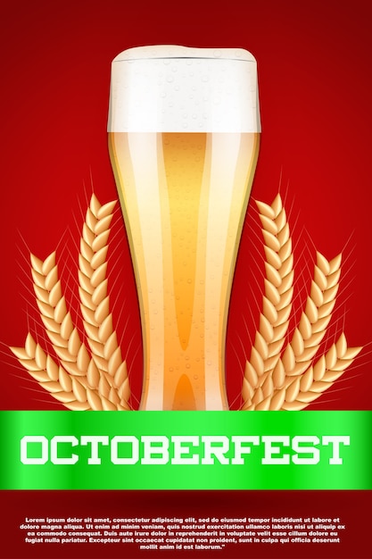 Octoberfest celebration beer. Glass with beer and grain malt.