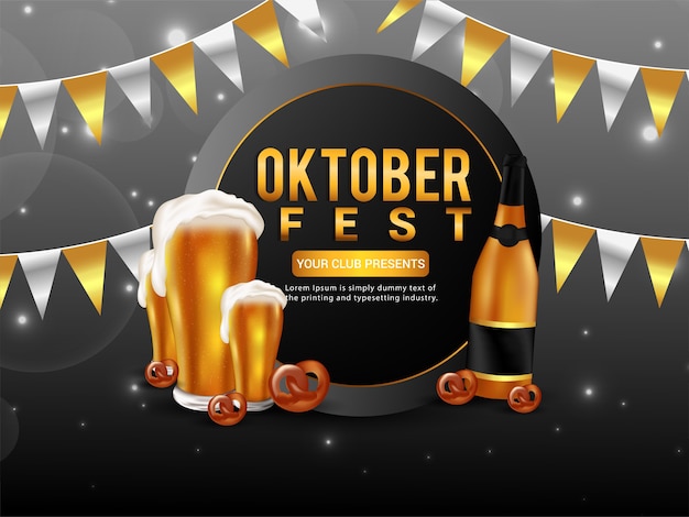 Octoberfest festival design. Full glass of beer.