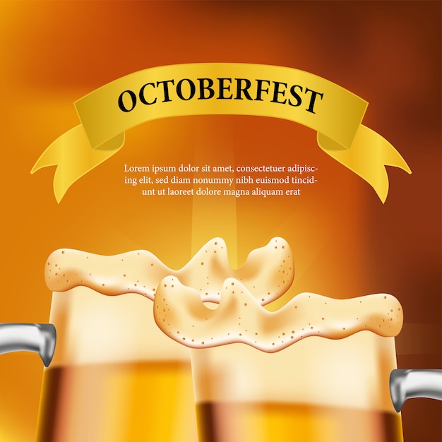 Octoberfest poster with beer glass and bottle