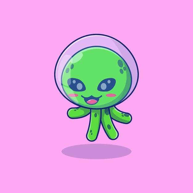 Octopus alien vector illustration design with astronaut helmet