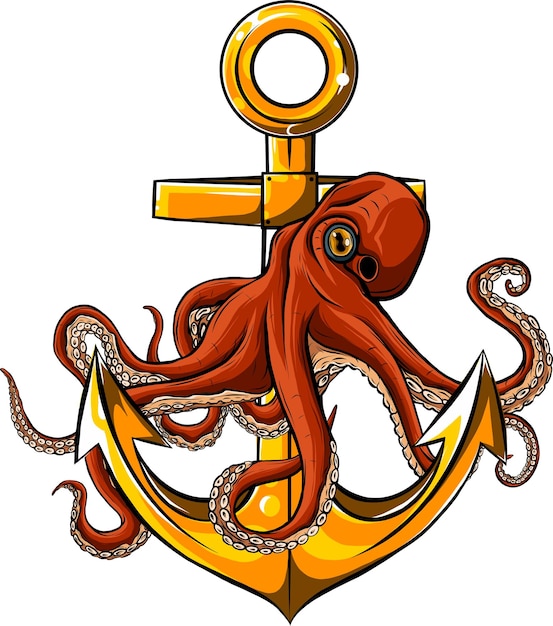 octopus and anchor in a tattoo style