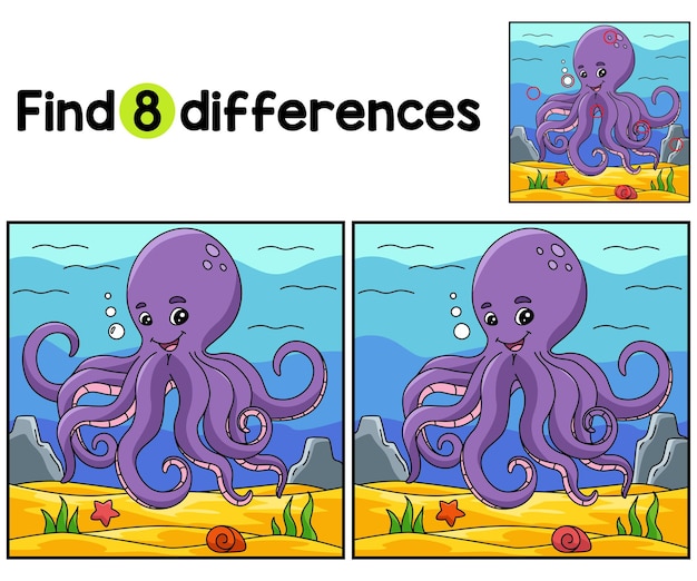 Octopus Animal Find The Differences