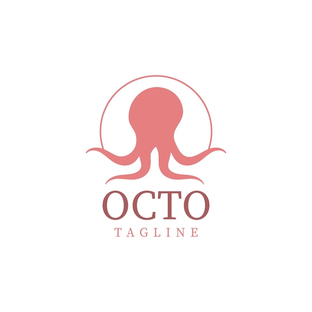 Векторная изолированная иллюстрация шаблона логотипа осьминога