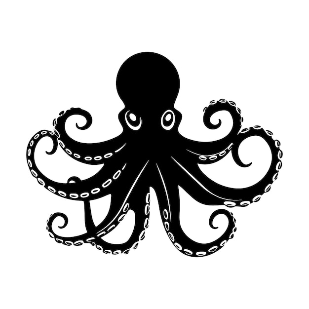 Octopus black silhouette clip art sketch