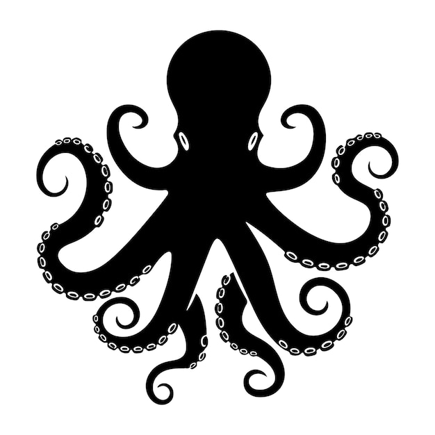 Octopus black silhouette clip art