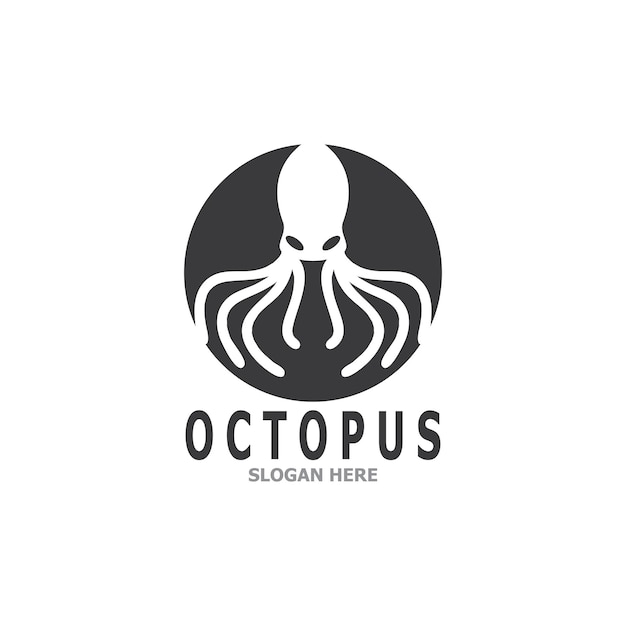 Octopus black silhouette logo and symbol template illustration