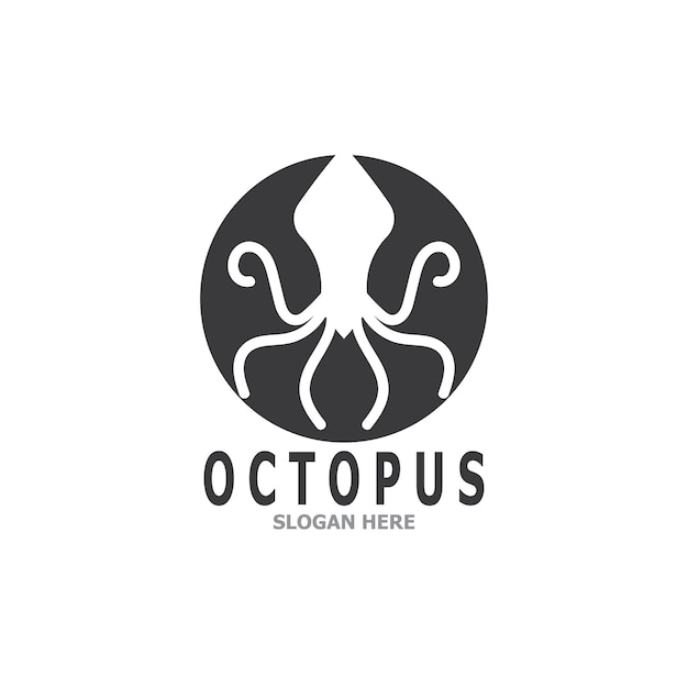 Octopus black silhouette logo and symbol template illustration